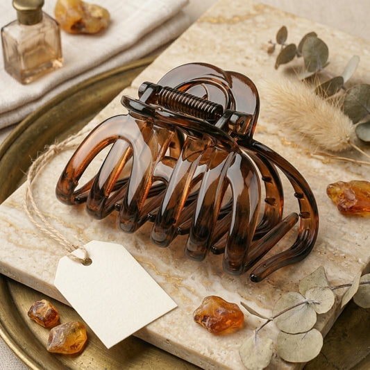 French Pumpkin Hair Claw Wide Deep Tooth Large Shark Clip for Thick Hair